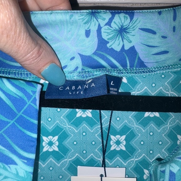 Cabana Life UPF 50+ Tunic Shift Cover-Up Dress Blue Floral Size L NWT - Picture 7 of 7